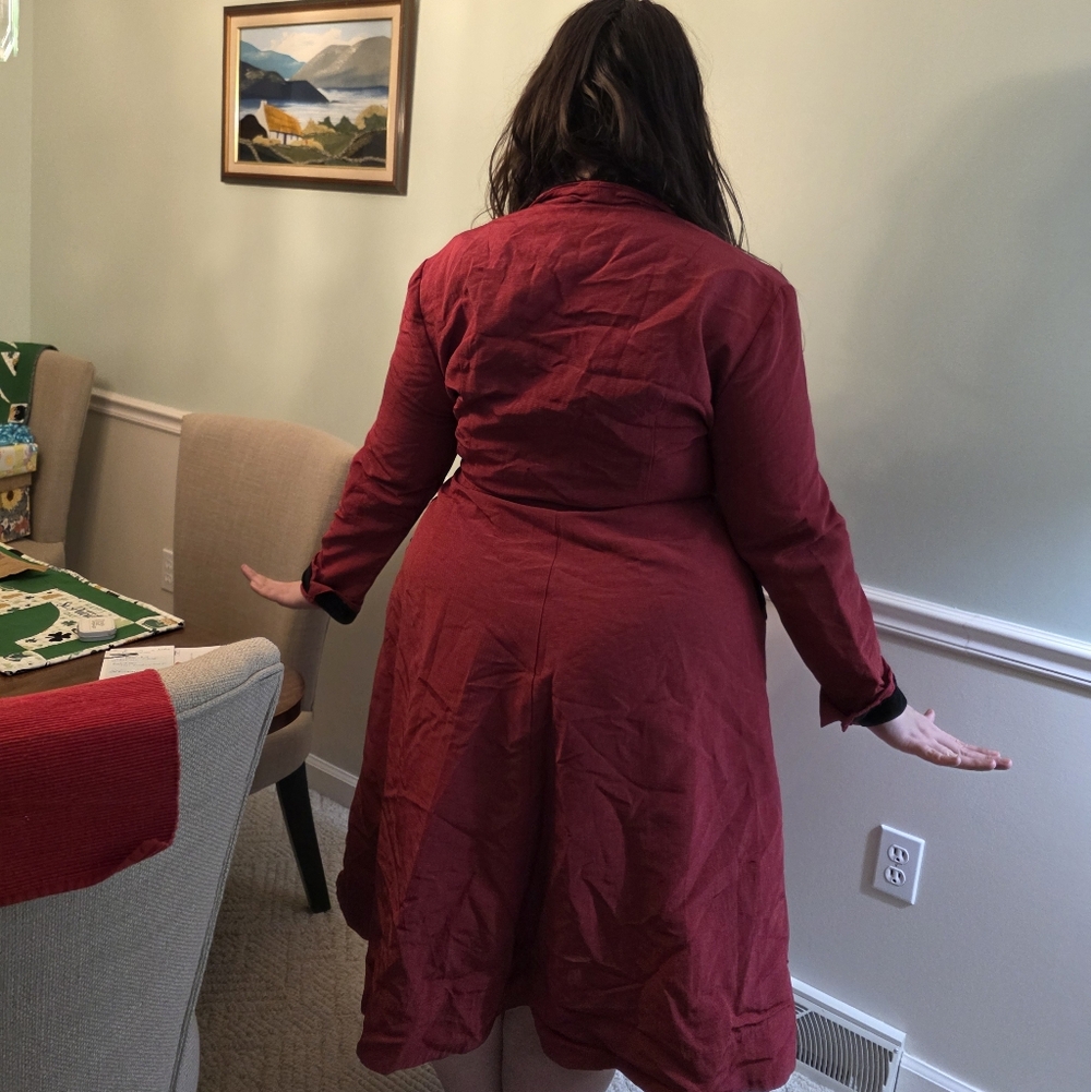 FONTAINE COAT DRESS - RED RIBBED RAYON Trashy Diva - Picture 15 of 16